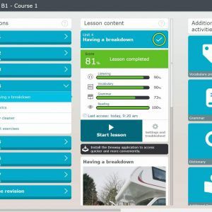 Piattaforma E-Learning con statistiche di apprendimento e lesson planner.